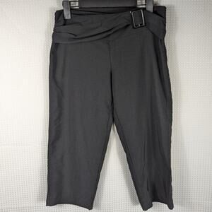 Valia 7/8 Black Cropped Dress Pants Women Belted Waist Canada Stretch Office